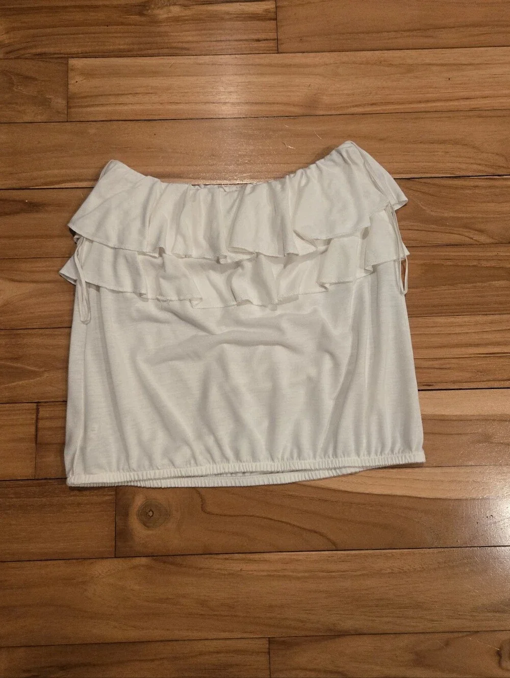 White Ruffle Strapless Top - Picture 4 of 4